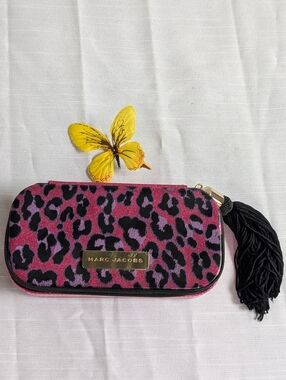 Marc Jacobs Pink and Black Leopard Print Wristlet with Tassel